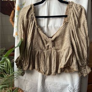 Free People Brittnee Printed Peplum Top